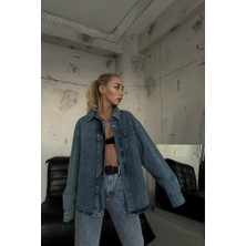 Black Fashion Oversize Denim Gömlek