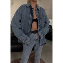 Black Fashion Oversize Denim Gömlek