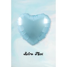 Pekshop Retro Mavi Kalp Folyo Balon 18INÇ 45CM Retro Renk Balon