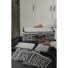 Nutex 6'lı Valiz Düzenleyici Bavul Içi Organizer Set - Seyahat Hurcu - Zebra Desen(Beyaz)