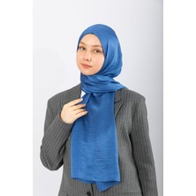 Hijabchi Şal Saten Kırınkıl Indigo