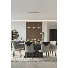 Mobetto Bella Sabit 180X100 cm 6 Kişilik Salon&mutfak Masa Takımı - Antrasit