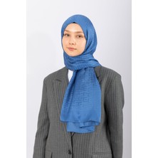 Hijabchi Şal Ithal Ipeksi Jakar Geometrik Indigo