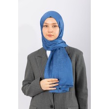 Hijabchi Şal Ithal Ipeksi Jakar Geometrik Indigo