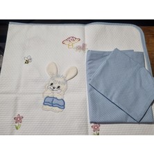 Aysalife Home Tekstil %100 Pamuk Mavi Tavşan Desenli Bebek Pike Takımı