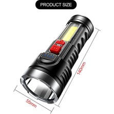 Qincao LED El Fenerleri USB Şarj Edilebilir Dış Mekan Lambası Cob Çalışma Işığı Taşınabilir Lamba Su Geçirmez Dış Mekan Işığı (Yurt Dışından)