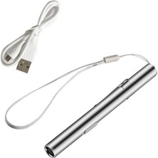 Qincao Tıbbi Kullanışlı Kalem Şekilli USB Şarj Edilebilir El Feneri Tıbbi Kullanım Için Klipsli Gümüş LED Torch (Yurt Dışından)