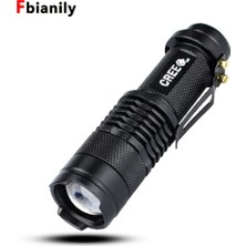 Qincao Mini El Feneri 2000 Lümen Cree Q5 LED Torch AA/14500 Ayarlanabilir Zoom Odak Torch Lambası Su Geçirmez Dış Mekan-Siyah (Yurt Dışından)