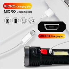 Qincao 【rongcai】 Açık Bisiklet Mağazası LED El Feneri Şarj Edilebilir Torch Kamp Lambası USB Şarj Edilebilir + Pil (Yurt Dışından)