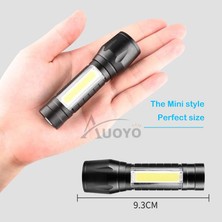Qincao Auoyo Mini LED Işık Cob Okuyucu Lambası Yakınlaştırılabilir Cep Penlight Ayarlanabilir Odak Torch Işığı Kamp Yürüyüş Için 3 Işık Modu ile USB Şarj Edilebilir Lamba (Yurt Dışından)