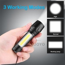Qincao Auoyo Mini LED Işık Cob Okuyucu Lambası Yakınlaştırılabilir Cep Penlight Ayarlanabilir Odak Torch Işığı Kamp Yürüyüş Için 3 Işık Modu ile USB Şarj Edilebilir Lamba (Yurt Dışından)