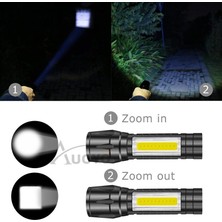 Qincao Auoyo Mini LED Işık Cob Okuyucu Lambası Yakınlaştırılabilir Cep Penlight Ayarlanabilir Odak Torch Işığı Kamp Yürüyüş Için 3 Işık Modu ile USB Şarj Edilebilir Lamba (Yurt Dışından)