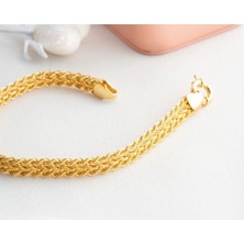 Ege Gold 14 Ayar Altın 3 Sıralı Halat Burgu Hasır Bileklik Kadın Bileklik 6mm