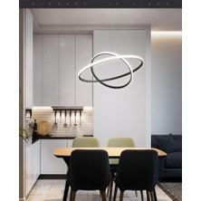 Sagel Pasion Oturma Odası,Salon,Yatak Odası İçin 2'li Siyah Renk Beyaz Led Işıklı Modern Avize