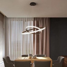Sagel Pasion Oturma Odası,Salon,Yatak Odası İçin 2'li Siyah Renk Beyaz Led Işıklı Modern Avize