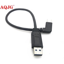 San Gold Düz 90 Derece Kablo USB 3.0 Tip A Erkek - USB 3.1 Tip C Erkek Açı Senkronizasyon ve Şarj Dönüştürücü Adaptör Veri Kablosu Bırakma (Yurt Dışından)