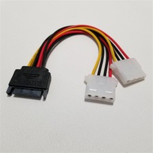 San Gold 15PIN Sata 2 Çift 4pin Ide Molex Güç Kablosu Y Splitter Kablo Kablosu 18AWG Tel 20 cm (Yurt Dışından)