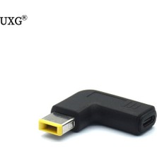 San Gold USB Tip C Dişi Kare Erkek Tak Dc Güç Adaptörü Dönüştürücü Laptop Şarj Cihazı Konektörü Lenovo T450 T450S T460 T470 T470S (Yurt Dışından)