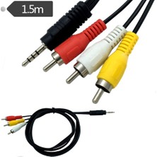 San Gold 1.5 M 3.5mm Jack Tak Erkek 3 Rca Adaptörü Yüksek Kalite 3.5 Rca Erkek Ses Video Av Kablo Tel Kablosu 150 cm 5ft (Yurt Dışından)