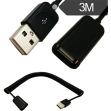 San Gold Teleskopik USB Erkekten Dişiye Uzatma Kablosu Sarmal Usb2.0 Erkek Uzatma Kablosu USB Yaylı Kablo 3m (Yurt Dışından)