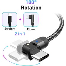 San Gold Gtwın USB Tip C 90 Derece Hızlı Şarj Tipi C Kablo Xiaomi Mi 11 Mi 10 Cep Telefonu Veri Kablosu Samsung S10 S9 Kablo 2 M (Yurt Dışından)