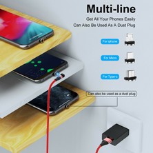 San Gold IPhone Android Telefon Şarjı Için 540 Derece Döndürme Manyetik Hızlı Şarj Kablosu Mikro USB Tip C (Yurt Dışından)