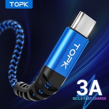 San Gold Topk AN24 Mikro USB Tip C Kablosu 3A Hızlı Şarj Hızlı Şarj Cihazı Huawei Xiaomi Için Veri Kablosu Cep Telefonu Şarj Cihazları Redmi Için (Yurt Dışından)