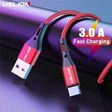 San Gold Uslıon 3A USB C Tipi Kablo Hızlı Şarj Kablosu Samsung S9 S8 S10 Xiaomi Mi9 Mi8 Huawei Cep Telefonu USB C Şarj Aleti Kablosu 2 M 3 M (Yurt Dışından)