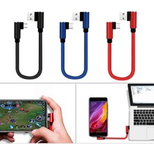 San Gold 25CM USB C Mikro USB Kısa Hızlı Şarj Kablosu Çift Dirsek 90 Derece Veri Kablosu Powerbank Dizüstü Cep Telefonu Şarj Cihazı Teli (Yurt Dışından)