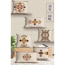 Belle Benoit  6'lı Çift Tarafı 3D Dijital Baskılı Dikdörtgen 30X50 ve 43X43 Kare Kırlent Kılıfı Seti