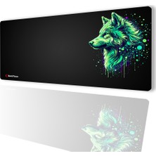 Sonic Touch Ultragrand Siyah ve Neon Yeşili Kurt Dikişsiz Xxl Gaming Oyuncu Masaüstü Klavye Mouse Pad 40X90CM