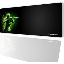 Sonic Touch Ultragrand Siyah ve Neon Yeşili Savaşçı Dikişsiz Xxl Gaming Oyuncu Masaüstü Klavye Mouse Pad 40X90CM