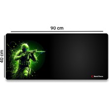 Sonic Touch Ultragrand Siyah ve Neon Yeşili Savaşçı Dikişsiz Xxl Gaming Oyuncu Masaüstü Klavye Mouse Pad 40X90CM