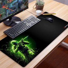 Sonic Touch Ultragrand Siyah ve Neon Yeşili Savaşçı Dikişsiz Xxl Gaming Oyuncu Masaüstü Klavye Mouse Pad 40X90CM