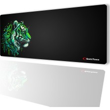 Sonic Touch Ultragrand Siyah ve Neon Yeşili Kaplan Dikişsiz Xxl Gaming Oyuncu Masaüstü Klavye Mouse Pad 40X90CM