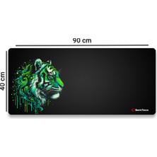 Sonic Touch Ultragrand Siyah ve Neon Yeşili Kaplan Dikişsiz Xxl Gaming Oyuncu Masaüstü Klavye Mouse Pad 40X90CM