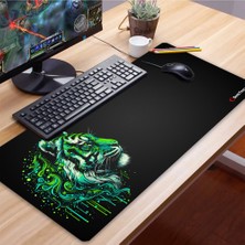 Sonic Touch Ultragrand Siyah ve Neon Yeşili Kaplan Dikişsiz Xxl Gaming Oyuncu Masaüstü Klavye Mouse Pad 40X90CM