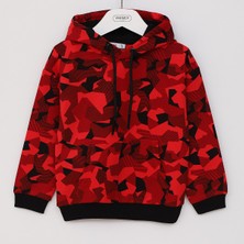 Wanex Erkek Çocuk Desenli Kapüşonlu Sweatshirt - 16498 - Kırmızı