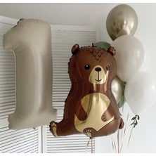 Kidspartim Krem 1 Yaş Ayı Folyo Balon Seti