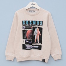 Wanex Erkek Çocuk Astronot Baskılı Uzun Kol Şardonlu Sweat - 15521 - Hardal