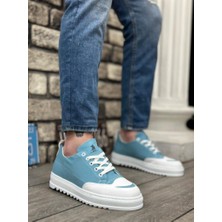 Bpm BA0328 Boa Kalın Yüksek Taban Smile Desenli Turkuaz Spor Erkek Ayakkabı