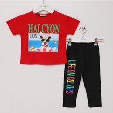 Wanex Kids Kız Çocuk Kısa Kol Tişört & Tayt Takım - 21890 - Kırmızı
