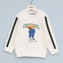 Wanex Erkek Çocuk Ayıcık Baskılı Uzun Kol Sweat - 11577-1 - Vanilya - Haki