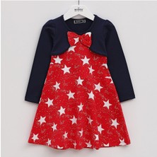 Wanex Kız Çocuk Uzun Kol Desenli Elbise - 40333 - Lacivert