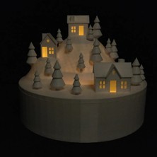 Dorden 3D Minimalist Kış Köyü Yılbaşı Temalı Dekoratif Tealight Mumluk