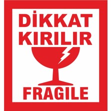 Grdall 100 Adet Dikkat Kırılır Etiketi Kargo Için Fragile Kırıacak Etiketi 8 x 8 cm
