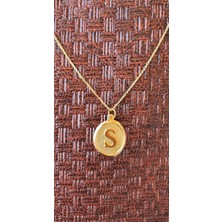 Goldlife 14 Ayar Altın Kadın S Harfi Oval Vintage Kolye
