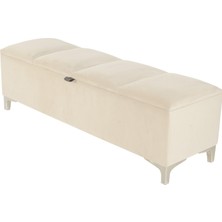 Gazzini Furniture Vetra V2 Sandıklı Puf Beyaz Dilimli Model Sandıklı Bench Sandıklı Yatak Ucu Bankı