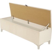 Gazzini Furniture Vetra V2 Sandıklı Puf Beyaz Dilimli Model Sandıklı Bench Sandıklı Yatak Ucu Bankı