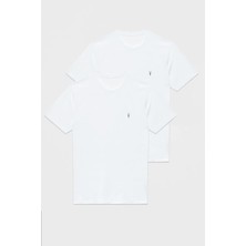 Four Man Bisiklet Yaka Standart Kalıp Basic Pamuklu Beyaz Erkek T-Shirt 2'li Paket